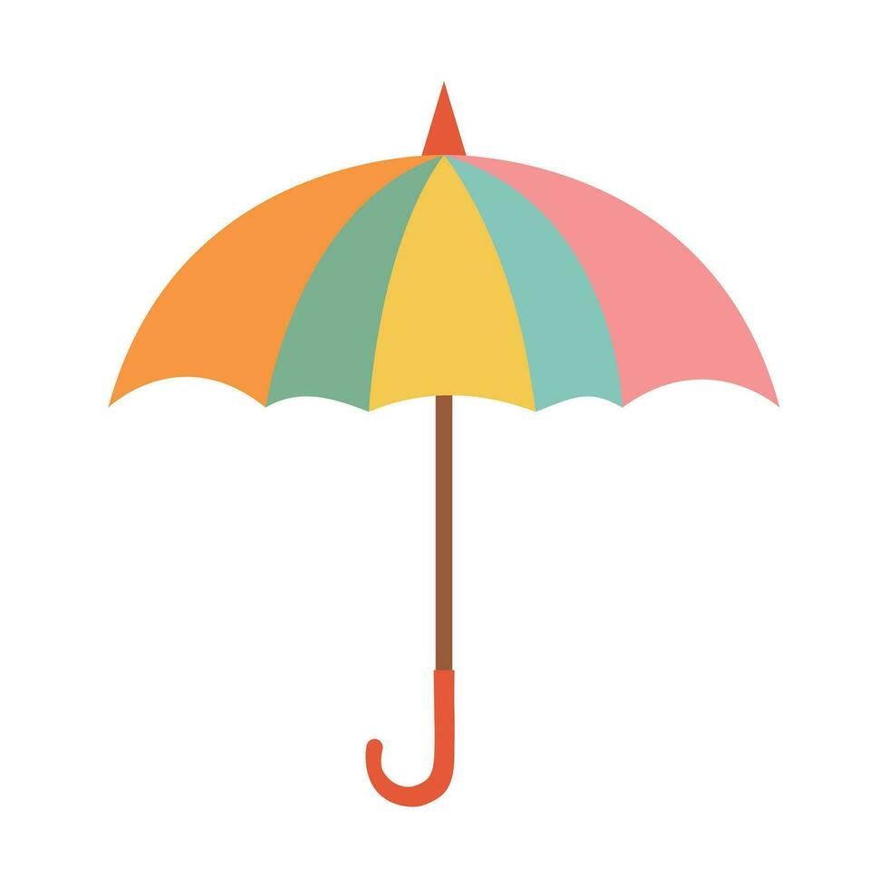 abierto paraguas en arco iris colores. linda accesorio para lluvioso días. vector icono.