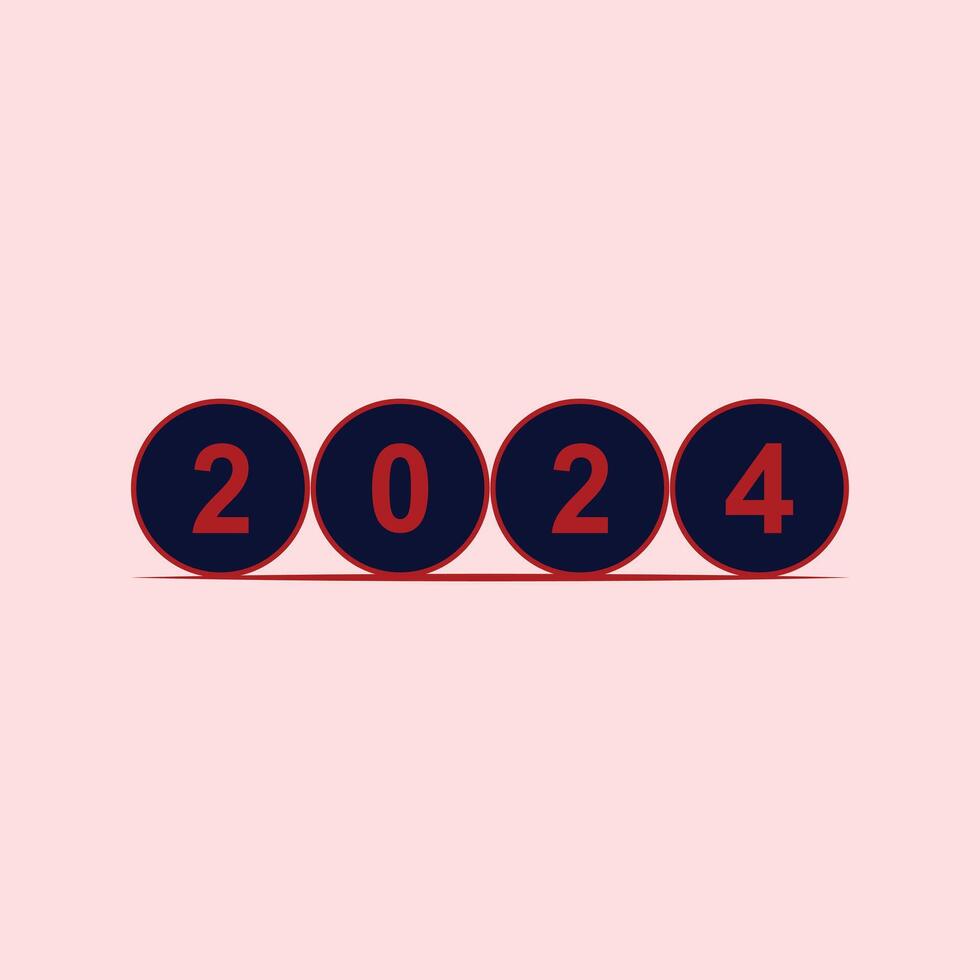 2024 vector hand drawn ink design for Happy New Year poster
