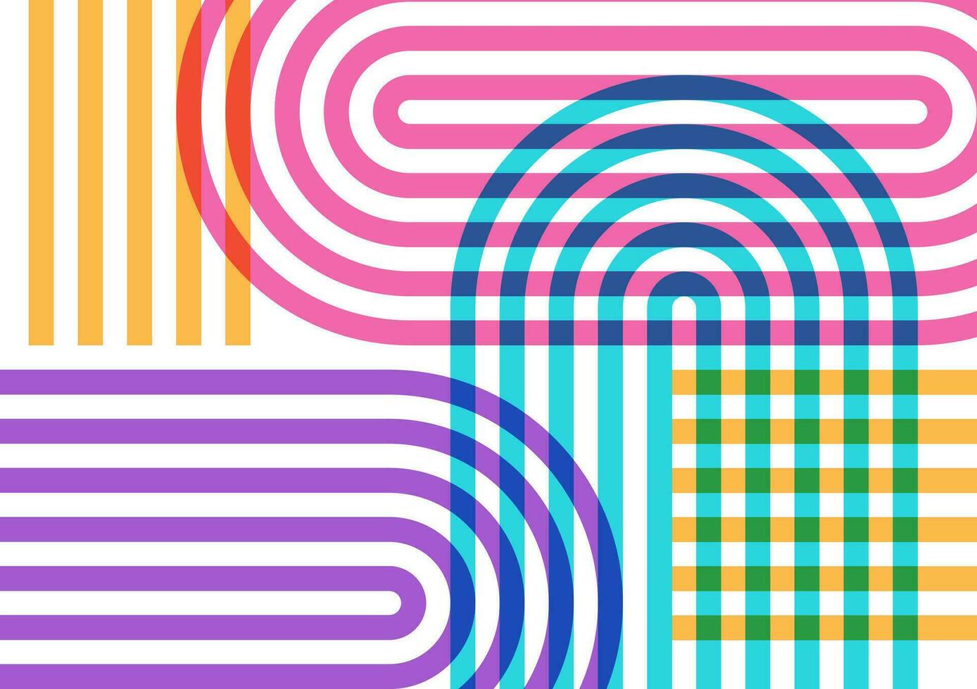 Risograph colorful curve smooth pattern blue orange pink soft background vector