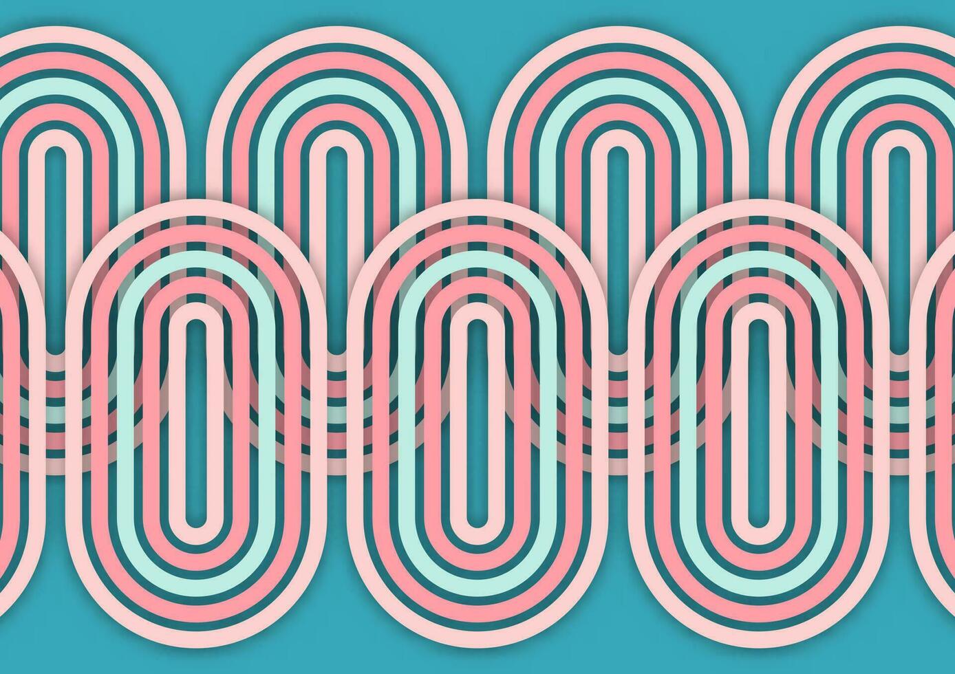 Loop colorful smooth retro soft pink blue pattern curve background vector
