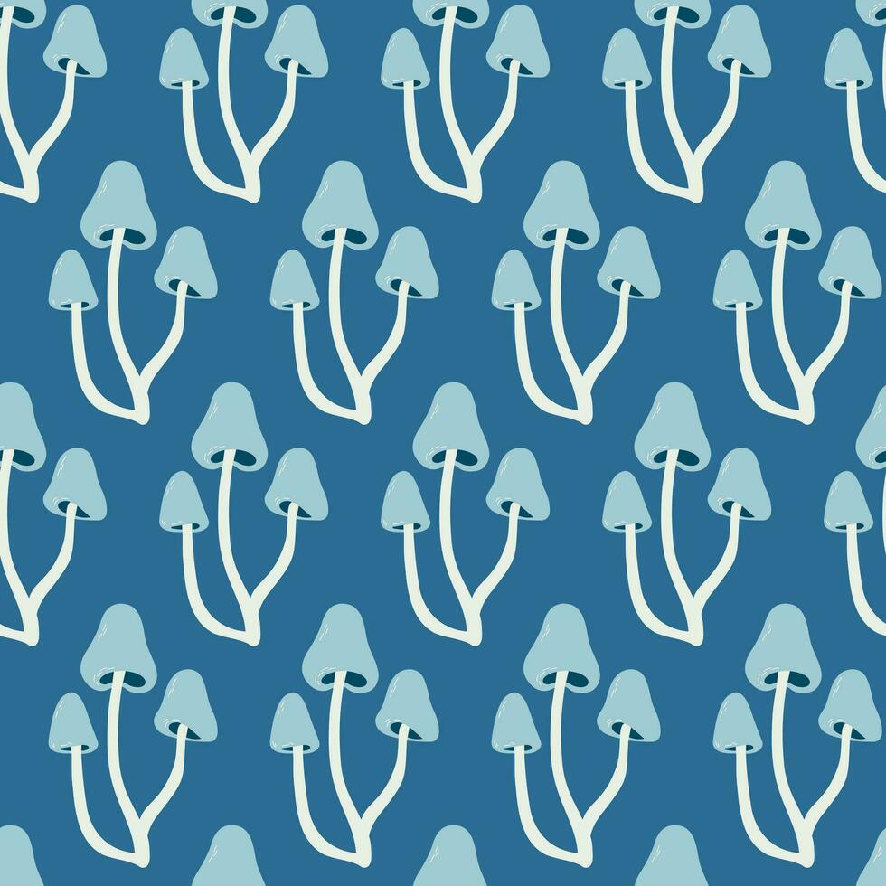 Seamless pattern of doodle fairy ring mushrooms on isolated background. Hand drawn background for Autumn harvest holiday, Thanksgiving, Halloween, seasonal, textile, scrapbooking, paper crafts. vector