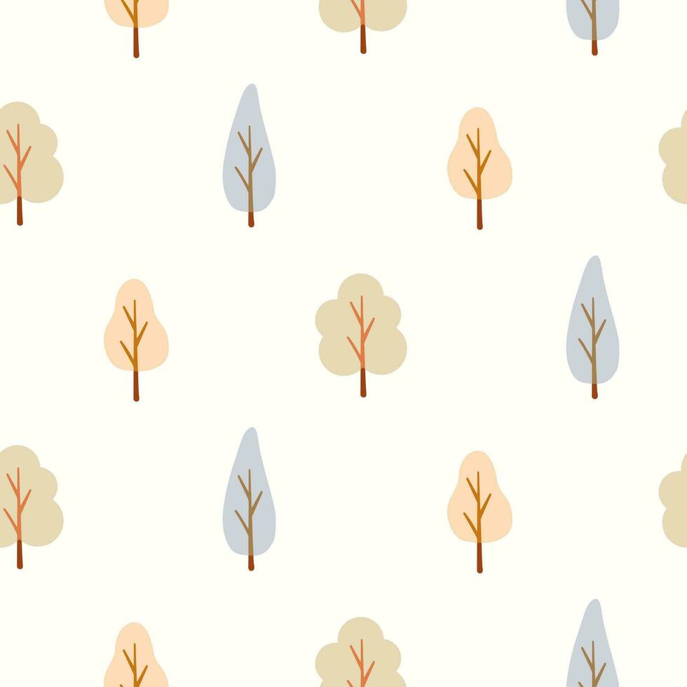 28 Seamless pattern of doodle Autumn forest on isolated background. Hand drawn pastel background for Autumn harvest holiday, Thanksgiving, Halloween, seasonal, textile, scrapbooking. vector