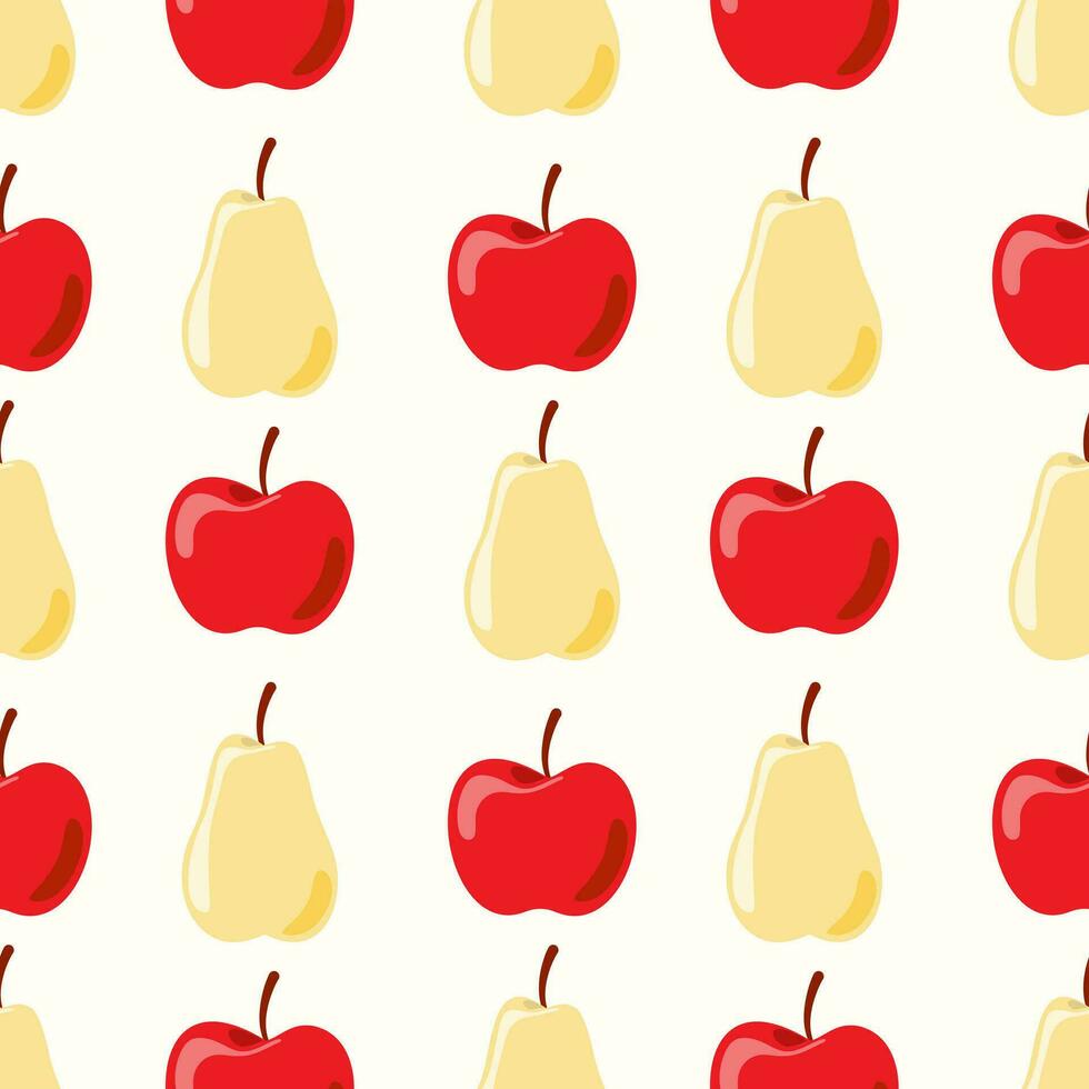 Seamless pattern of doodle apples and pears on isolated background. Hand drawn background for Autumn harvest holiday, Thanksgiving, Halloween, seasonal, textile, scrapbooking, paper crafts. vector