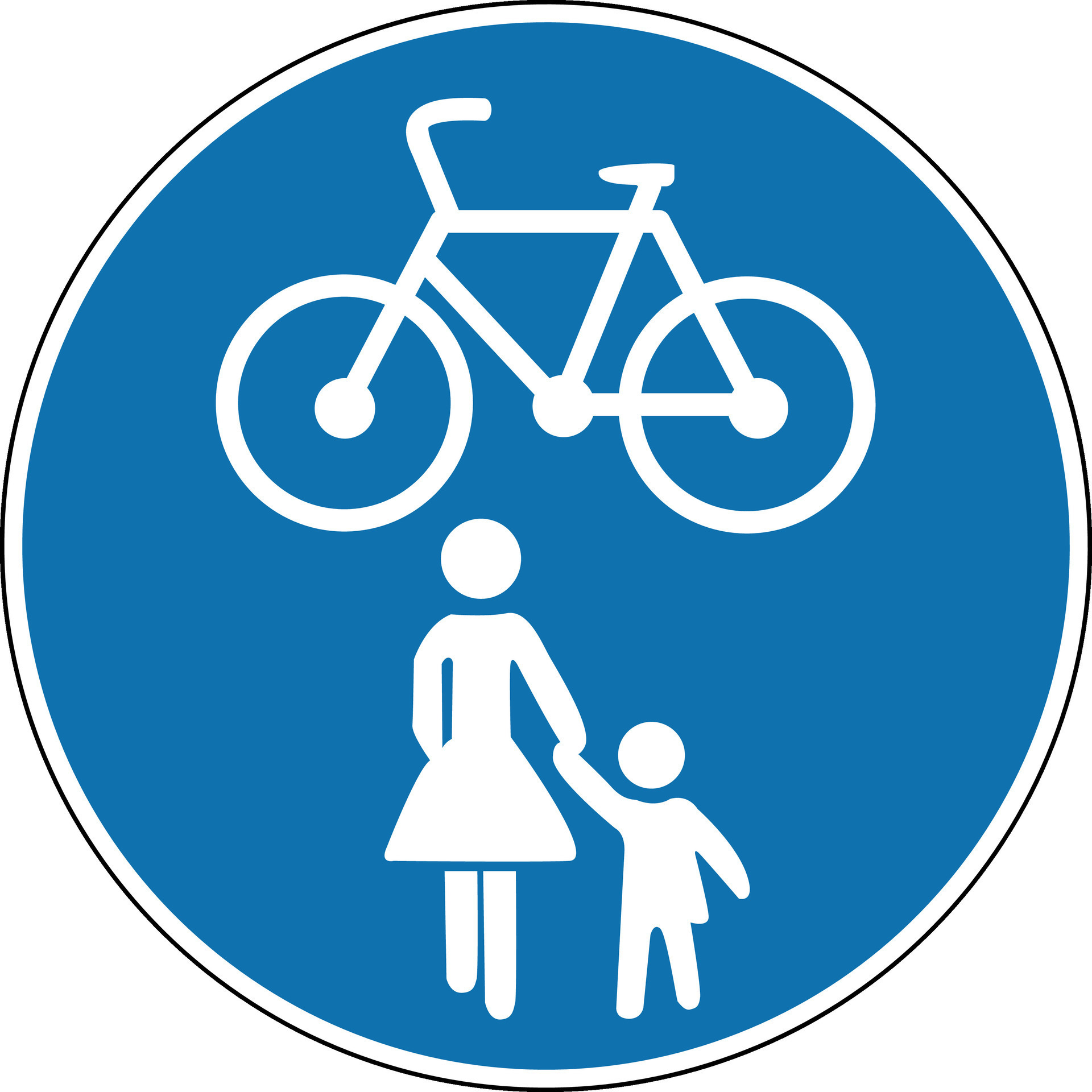 Path for cyclists and pedestrians. Walking and cycling sign. Required