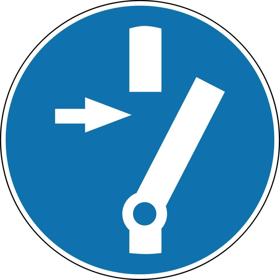 Disconnect before maintenance or repair. Mandatory sign. Round blue sign. Disconnect the machine or equipment from the mains. De-energize. vector