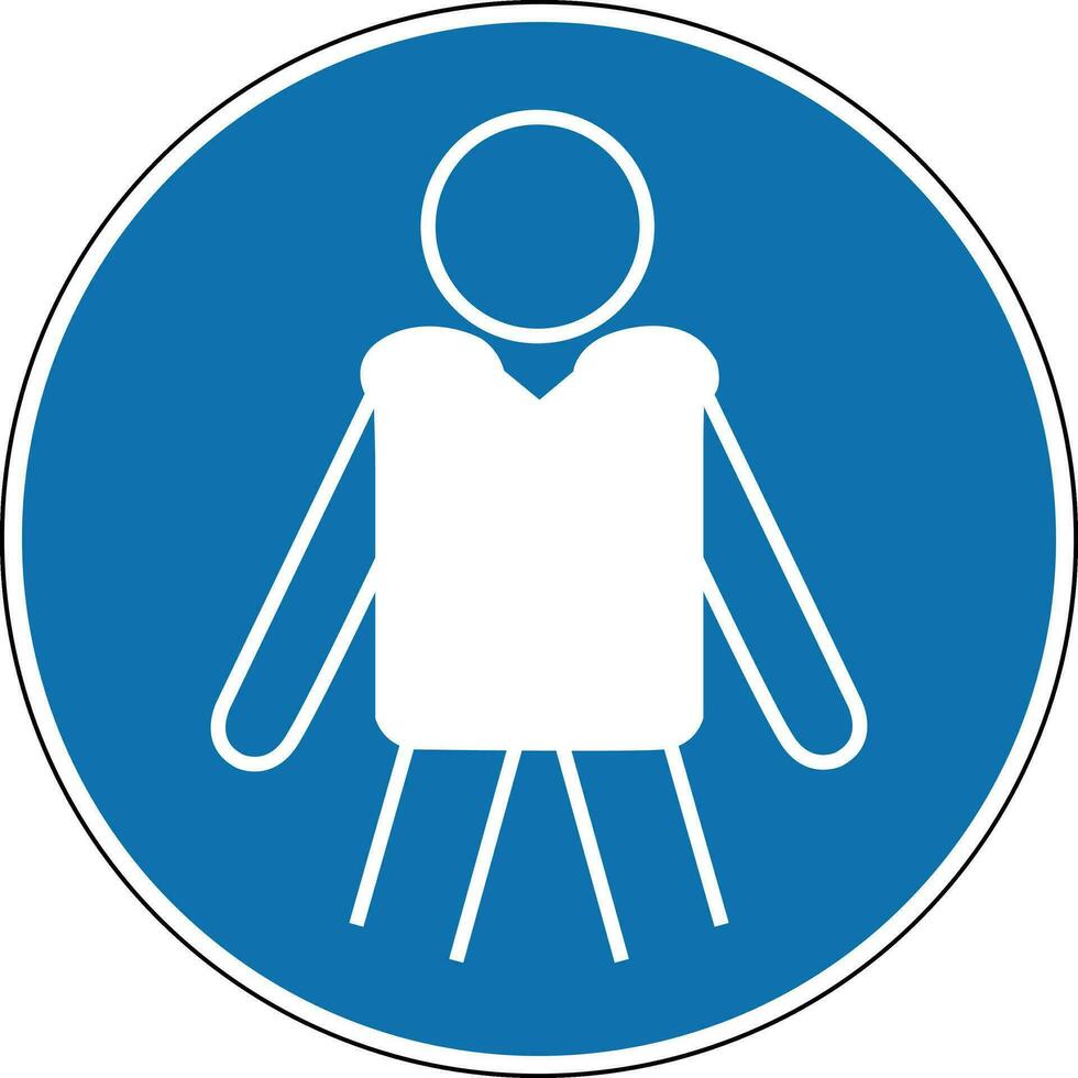 Life jacket sign. Mandatory sign. Round blue sign. Use a life jacket for safety. Sign personal safety. vector