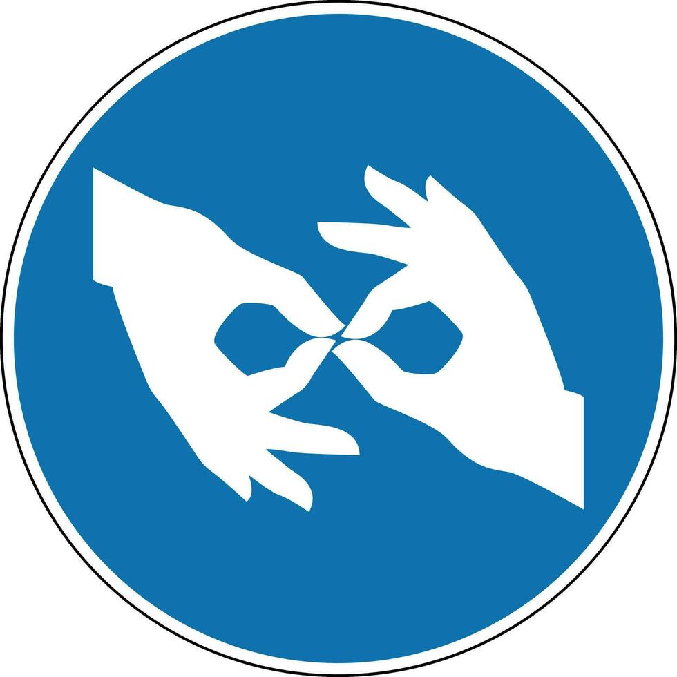 Sign language sign. Mandatory sign. Round blue sign. Hand gestures of people with hearing impairments. Translation into sign language for deaf and dumb people. vector