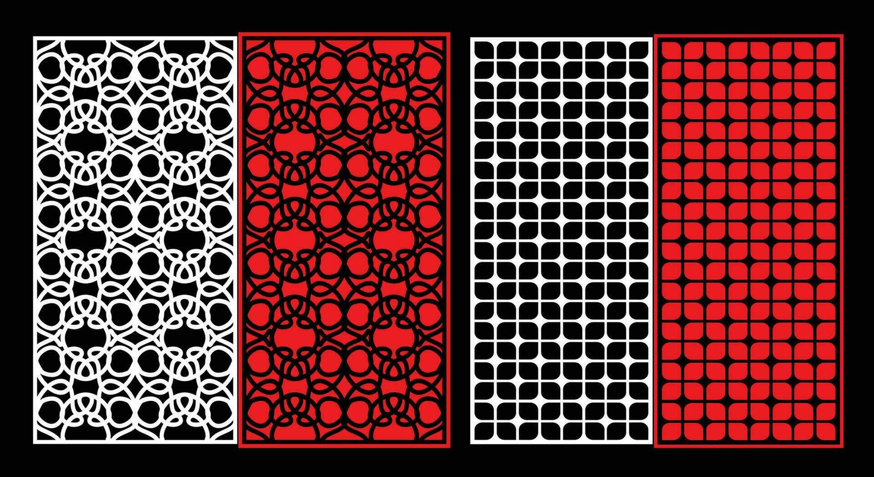 Decorative wall panels set Jali design CNC pattern, vector