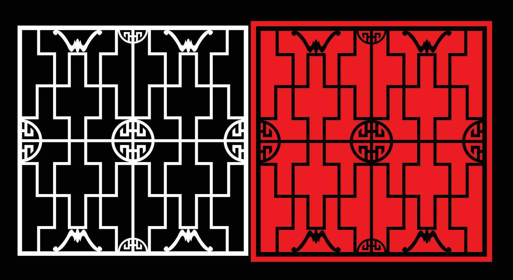 Decorative wall panels set Jali design CNC pattern, vector