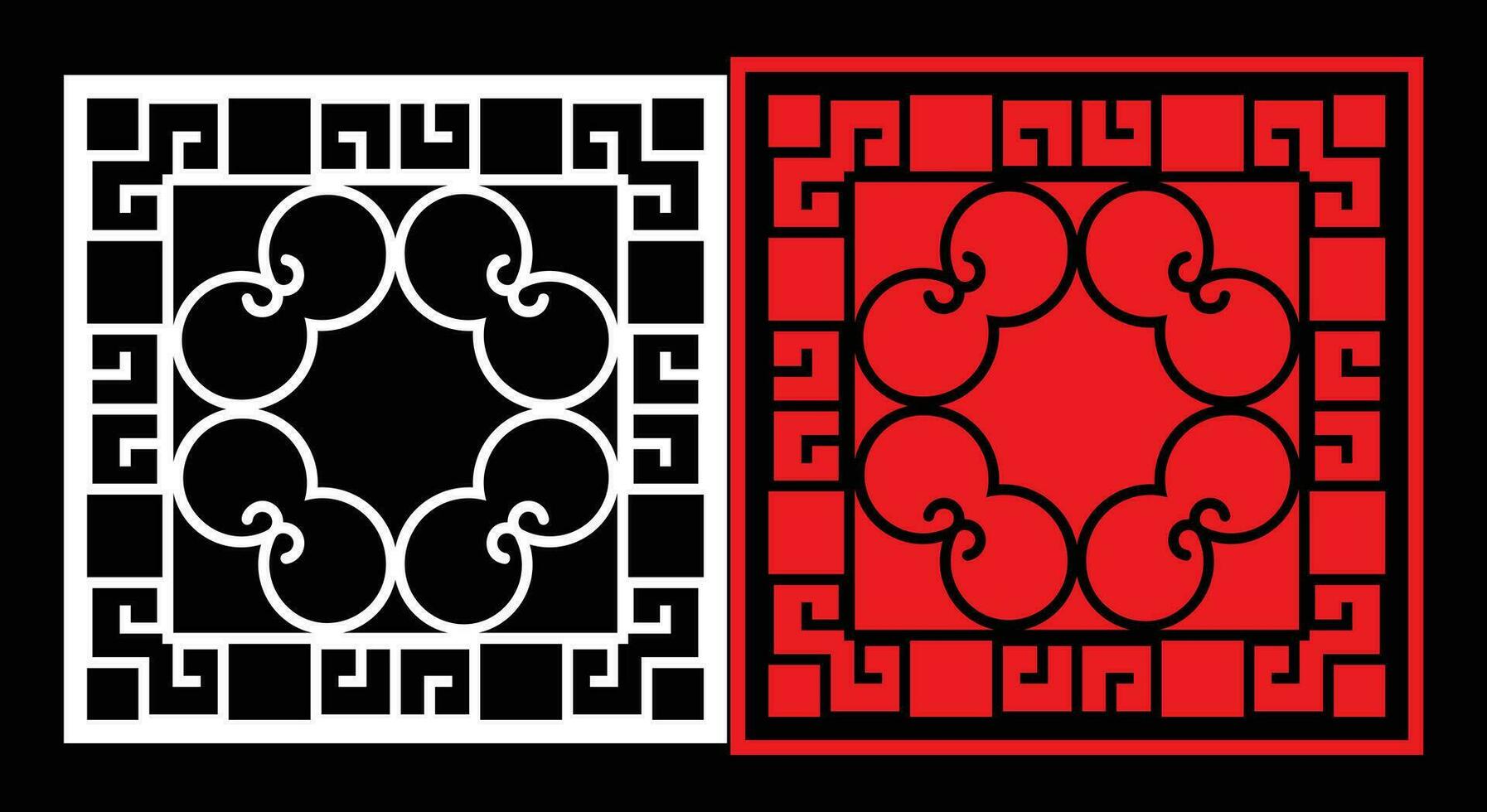Decorative wall panels set Jali design CNC pattern, vector