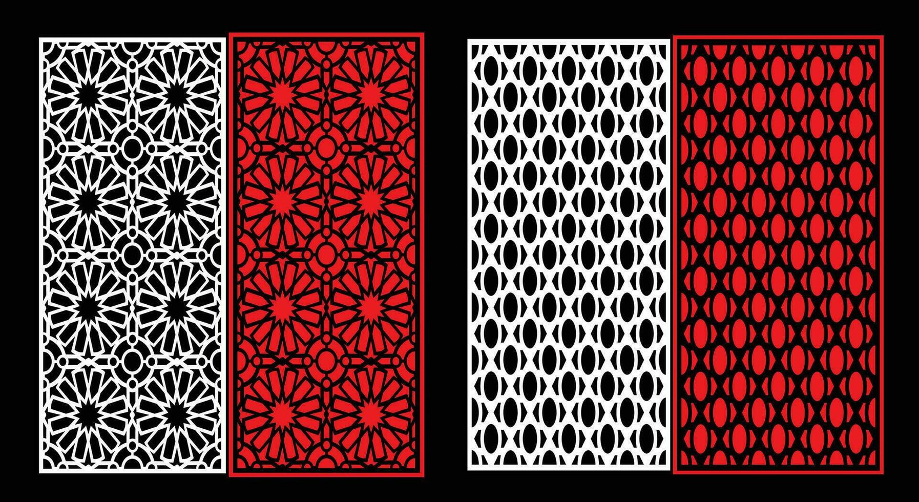 Decorative wall panels set Jali design CNC pattern, vector