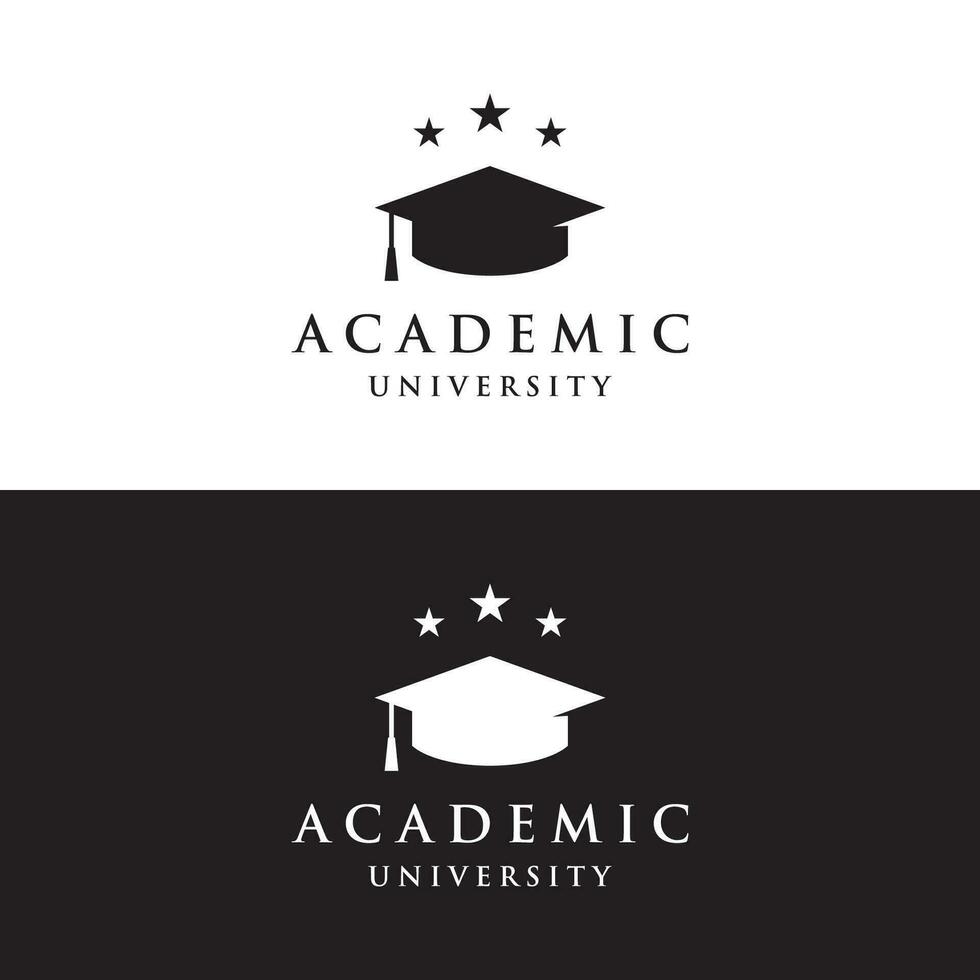 educación logo modelo diseño con soltero gorra y libro concepto con creativo idea.logo para escuela, universidad, academia y alumno. vector