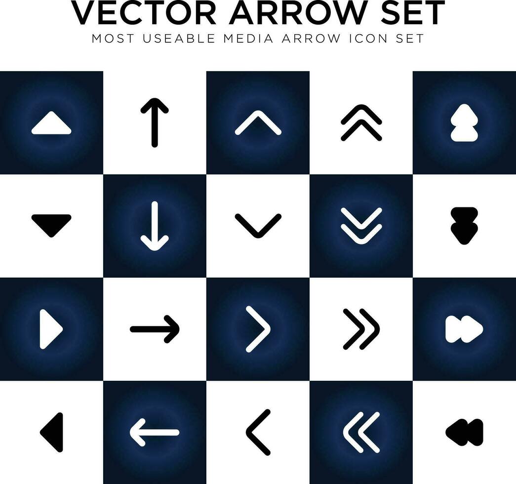 Most useful vector arrows set black and white color