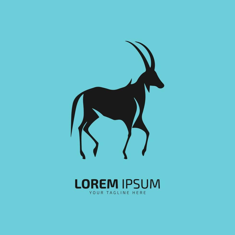 oryx logo icon vector design or Stand goat on sky blue background.