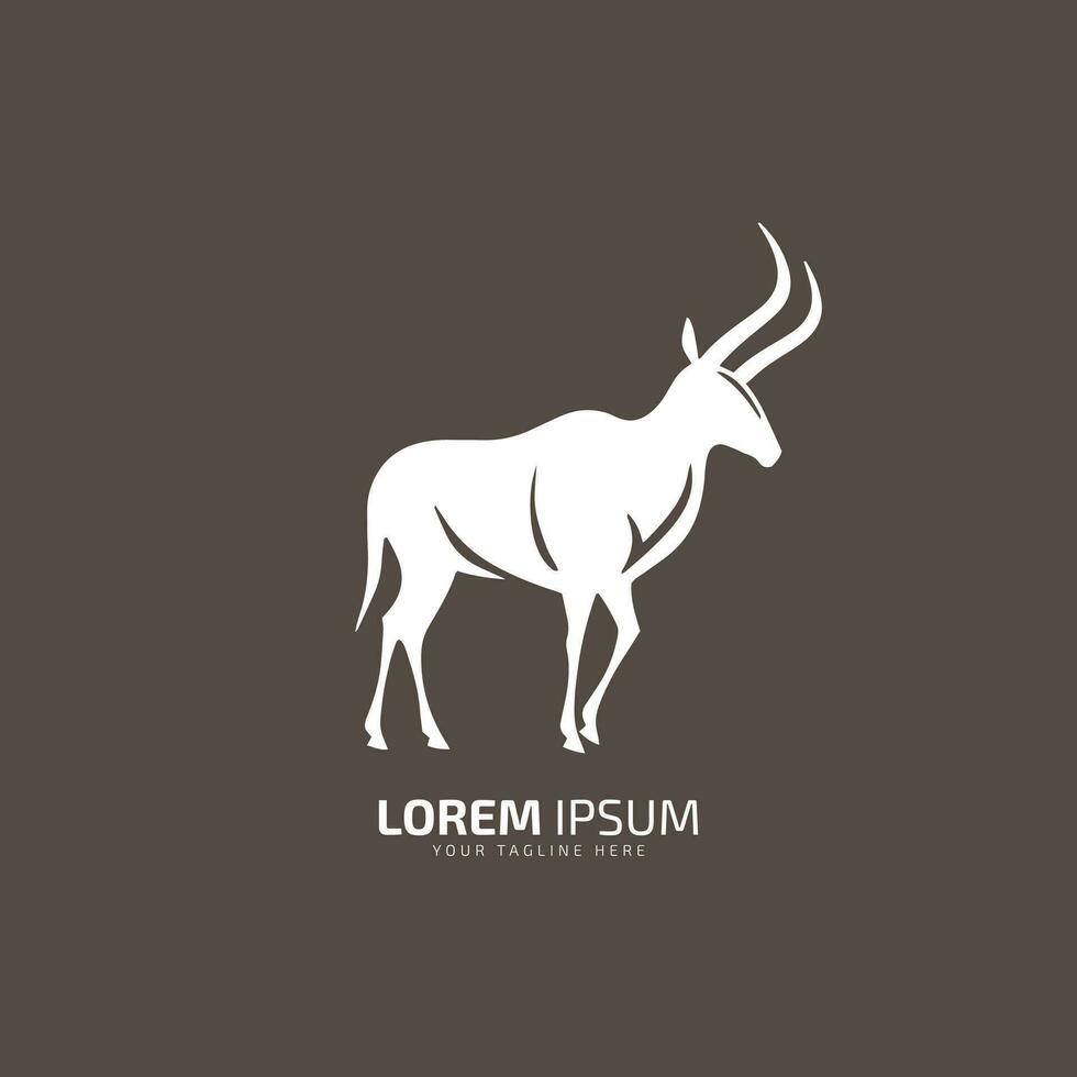 Oryx logo or goat silhouette. Isolated white silhouette oryx. Vector Illustration.