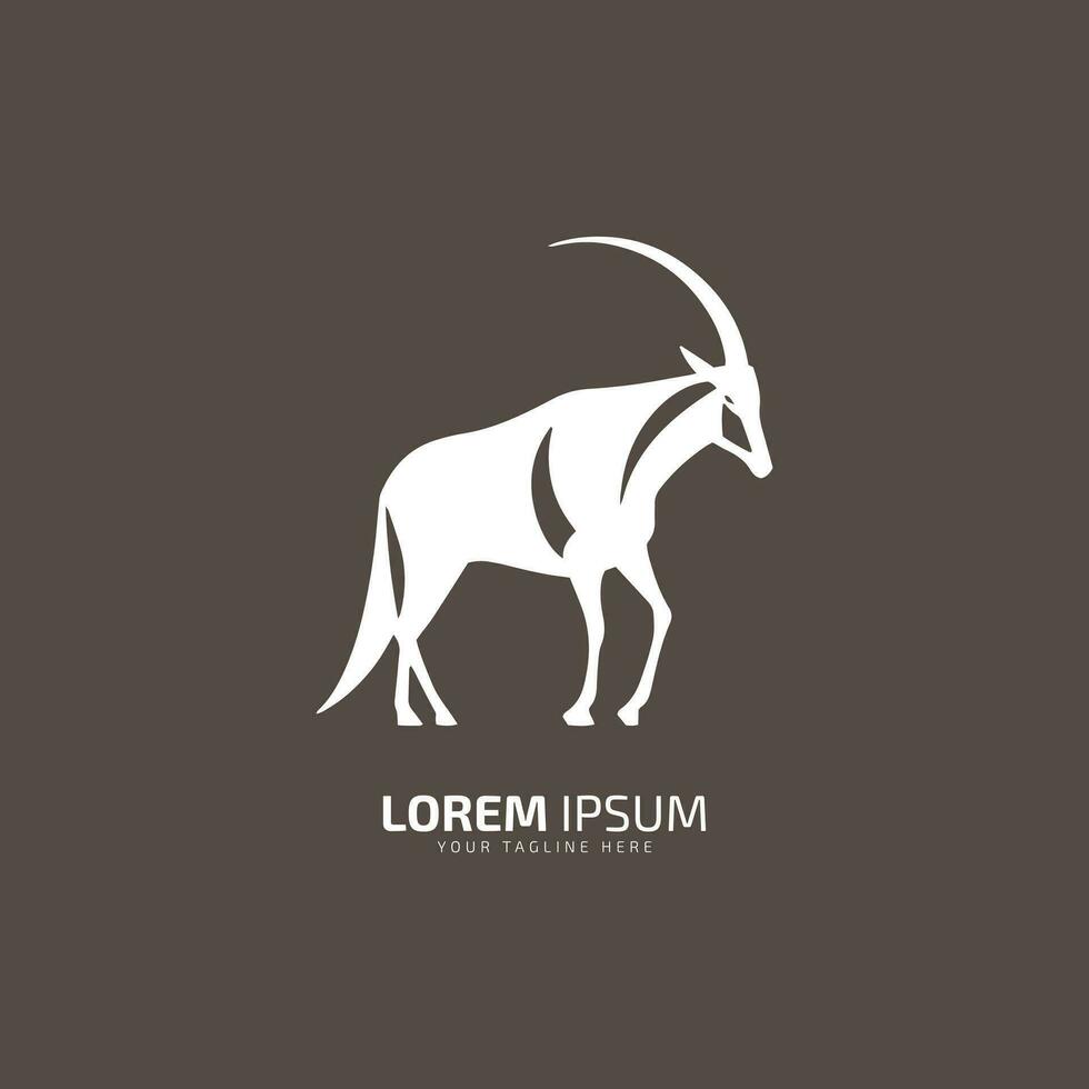 Oryx logo oryx silhouette. Isolated white silhouette oryx. Vector Illustration and long horn