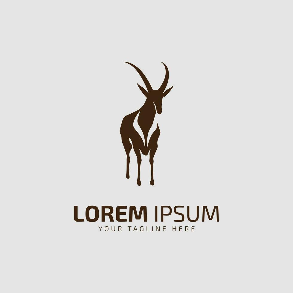 goat logo icon or Stand oryx on grey background Goat or oryx Simple Template Design silhouette. vector