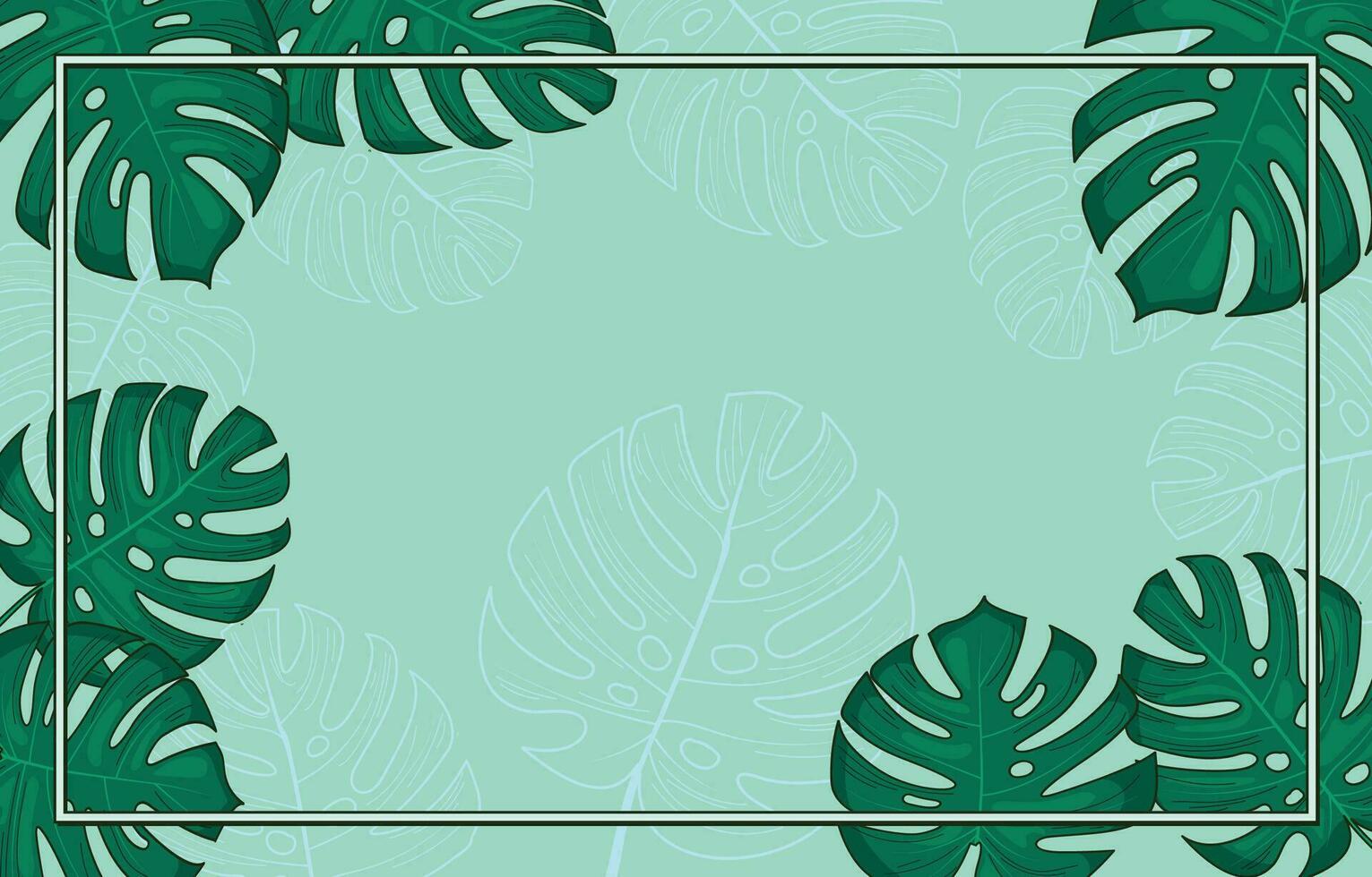 Background with Monstera leaves Frame vector