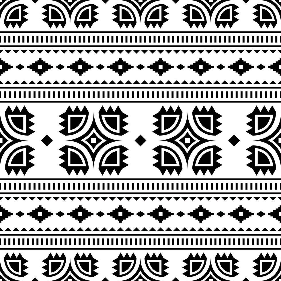 Seamless ethnic pattern in Native American style. Geometric pattern with tribal Aztec and Navajo design for textile and decoration. Black and white colors. vector