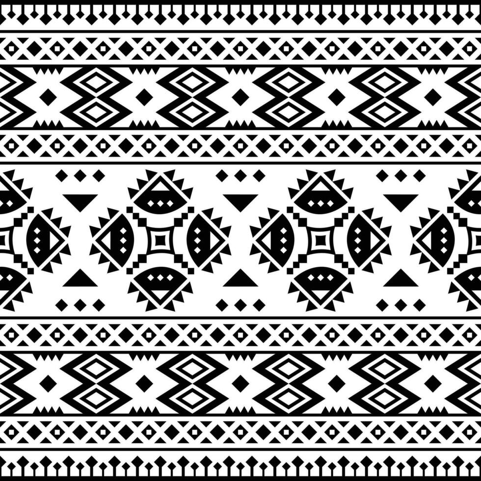 Ethnic seamless geometric pattern. Aztec tribal abstract texture design for textile and decoration. Black and white colors. vector