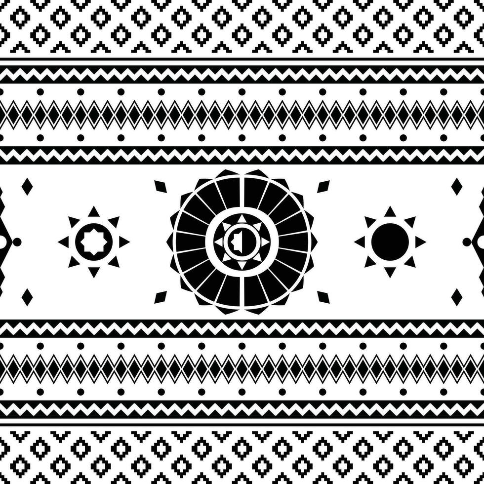 Abstract ethnic geometric background illustration. Seamless pattern of Aztec tribal design for fabric print and decoration. Black and white colors. vector