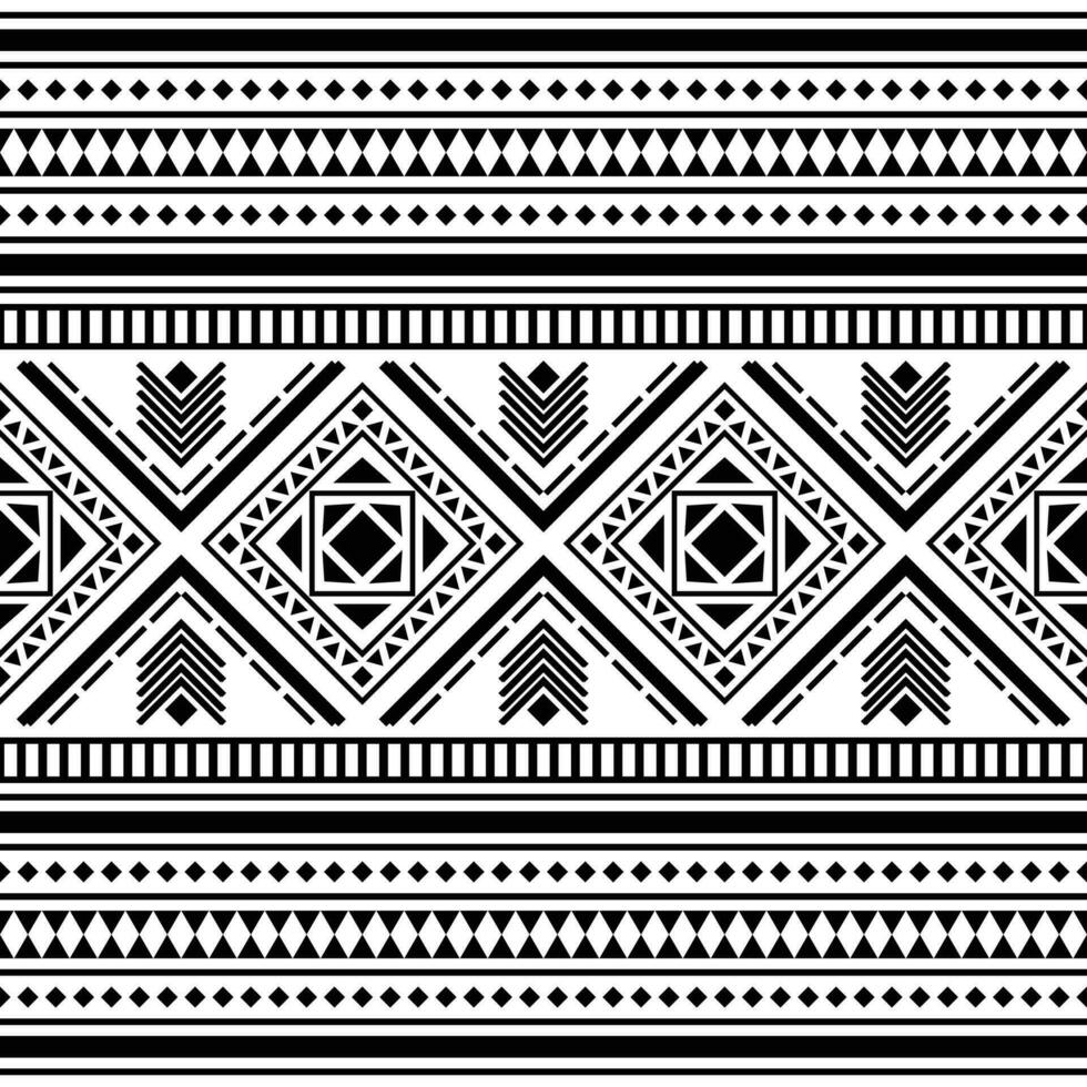 Aztec tribal traditional background design for fabric print and decoration. Seamless ethnic pattern in black and white colors. vector