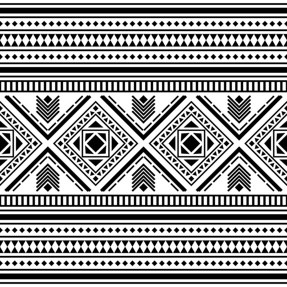 Aztec tribal traditional background design for fabric print and decoration. Seamless ethnic pattern in black and white colors. vector