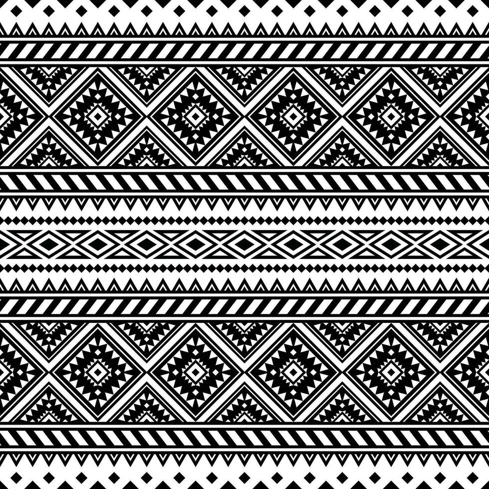 Aztec tribal geometric abstract design for textile and decorative. Seamless ethnic pattern. Black and white colors. vector