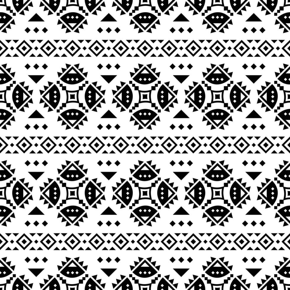 Geometric traditional illustration design for textile template and print fabric. Seamless ethnic stripe pattern. Aztec tribal style. Black and white colors. vector