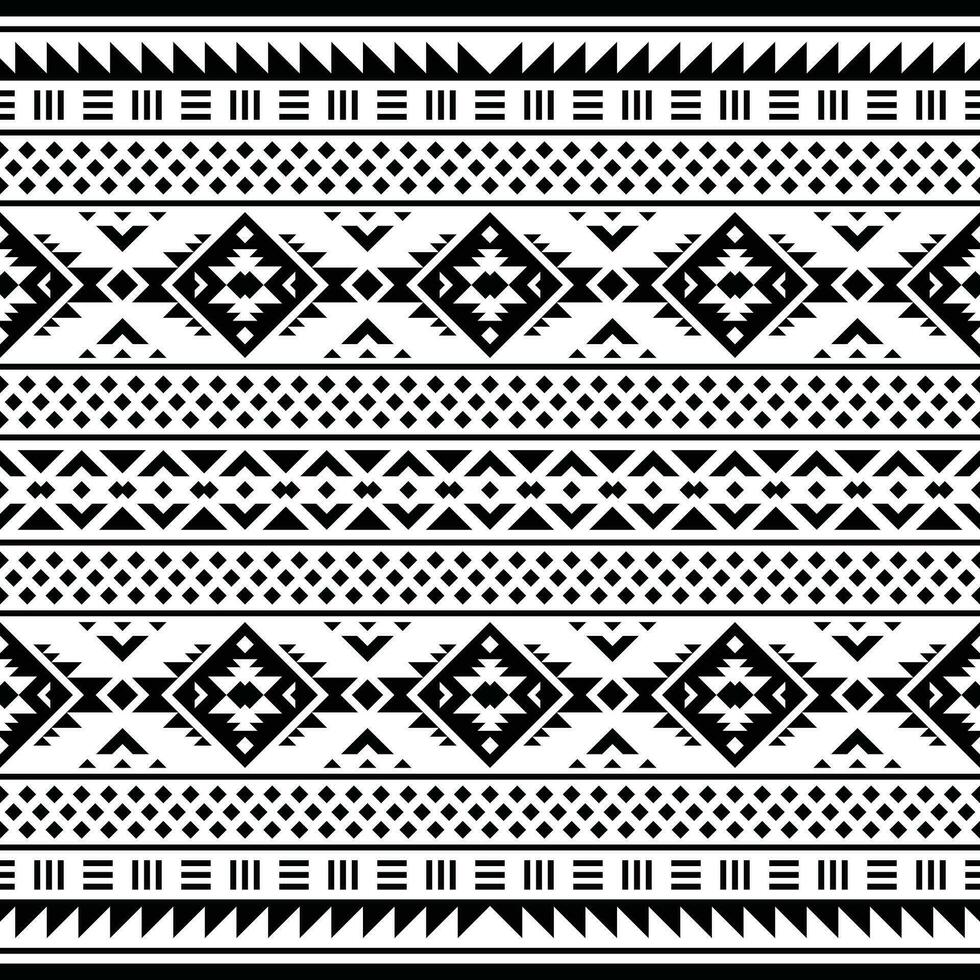 Aztec geometric seamless ethnic pattern. Folk monochrome style. Template print for textile and decorative. Black and white colors. vector