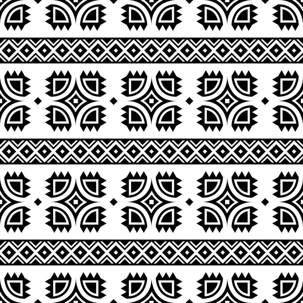 Aztec and Navajo tribal with abstract seamless stripe pattern. Ethnic style print template for textile and fabric. Black and white colors. vector
