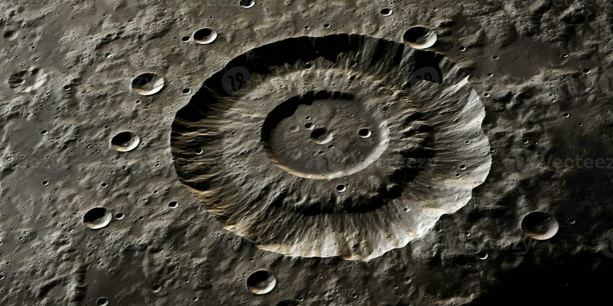 Generative AI, another alien planet surface relief, moon crater. Space background photo