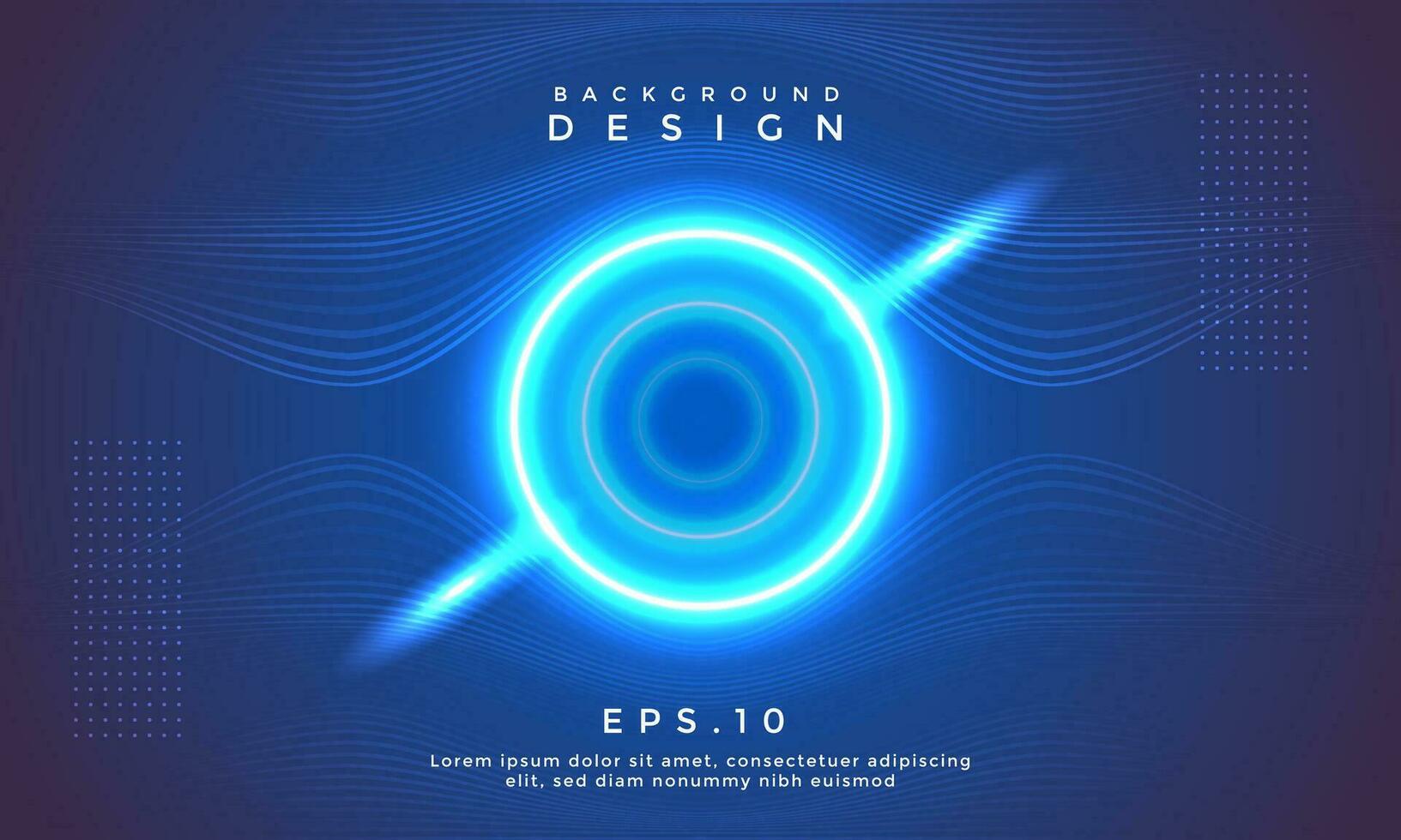 Abstract technology futuristic of wave stripe and circle concept with blue color neon lighting effect background vector