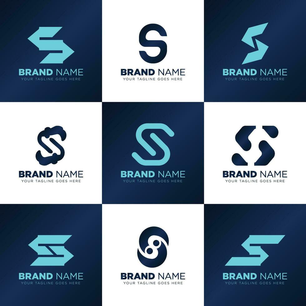 inicial letra s o ss mínimo logos conjunto de 9 9 íconos vector