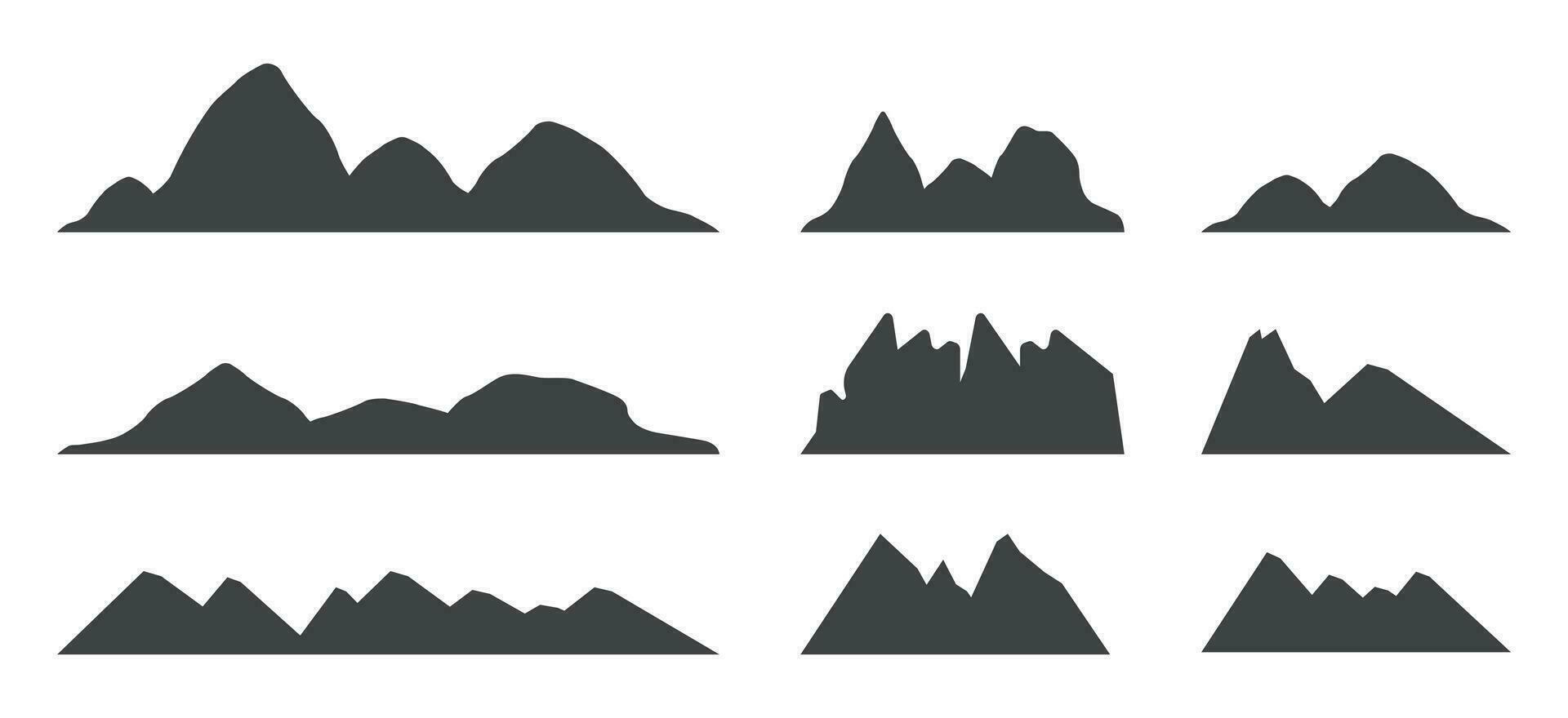 set of mountain illustration vector set isolated on white background, mountain set for logos