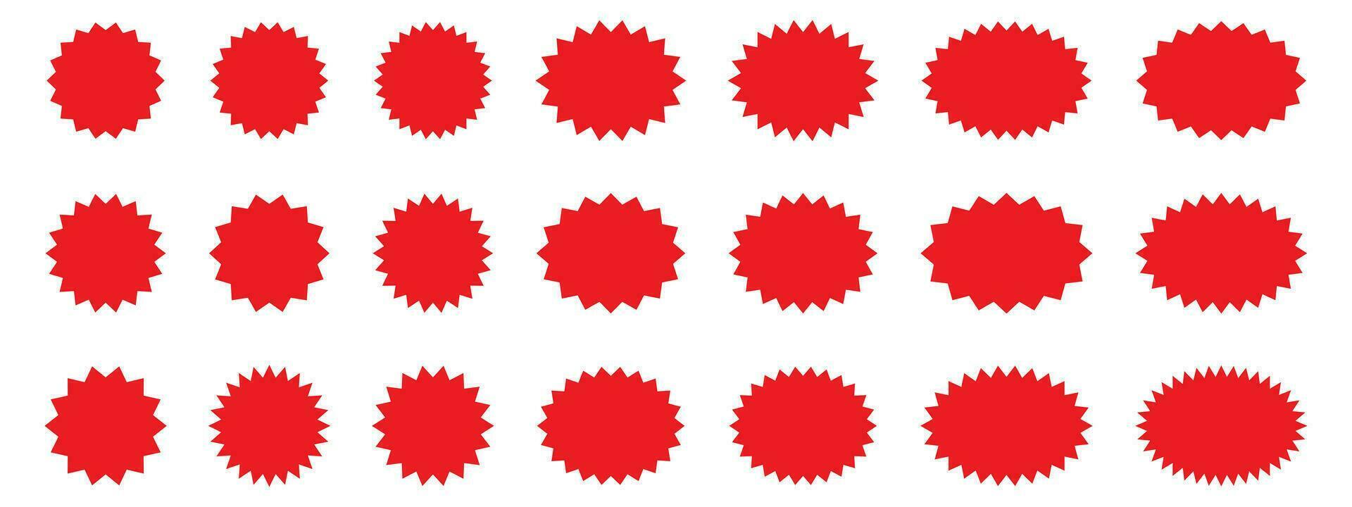 Set of red starburst, sunburst badges. Design elements - best for sale sticker, price tag, quality mark. vector