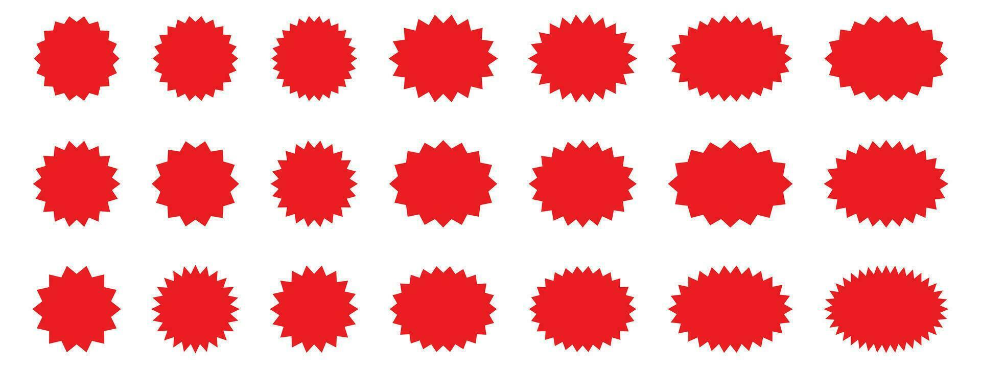 Set of red starburst, sunburst badges. Design elements - best for sale sticker, price tag, quality mark. vector