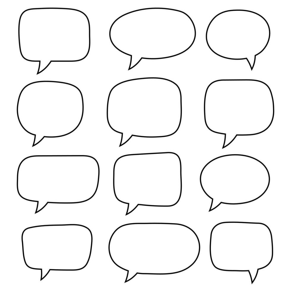 Speech bubble, speech balloon, chat bubble line art vector icon for