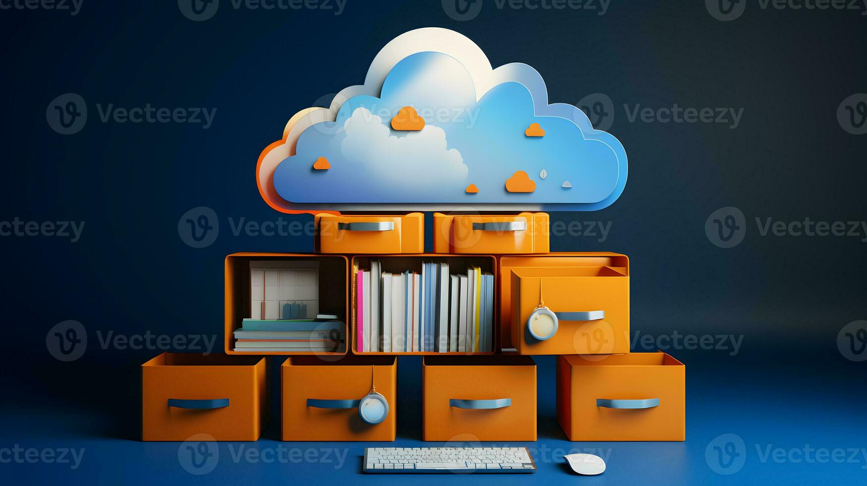 Cloud data storage, database, cloud computing concept. photo