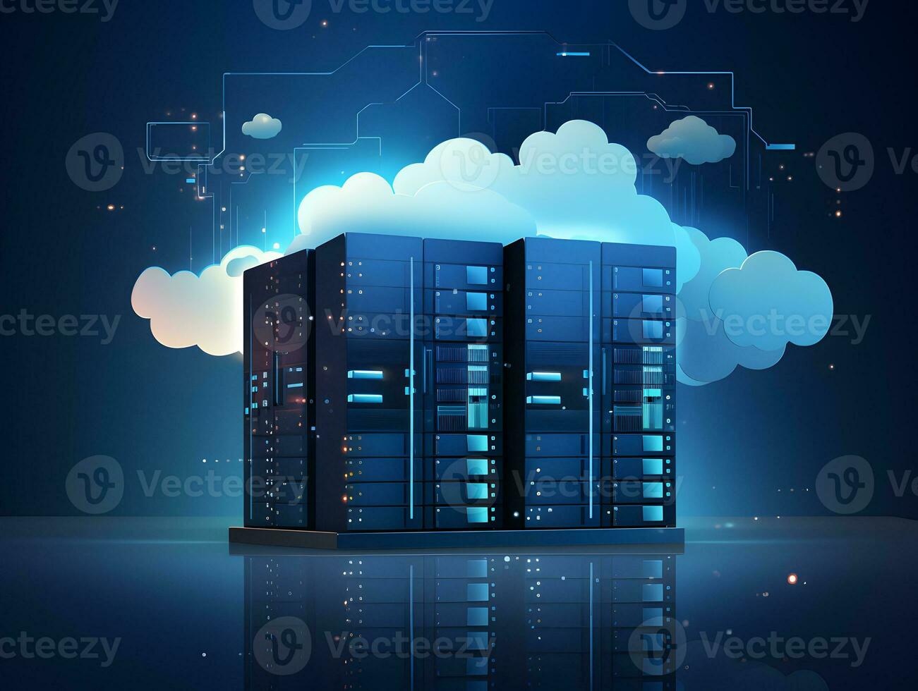 Cloud data storage, database, cloud computing concept. photo