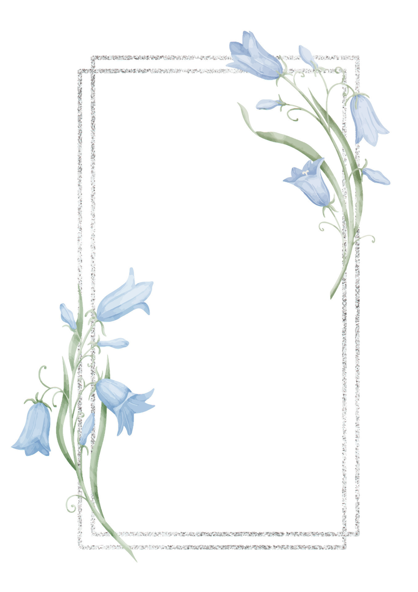 Frame with Bluebell Flowers. Hand drawn watercolor illustration with blue  bell on isolated background. Floral Template for greeting cards or wedding  invitations. Botanical Border with wild campanula 27162837 Vector Art at  Vecteezy