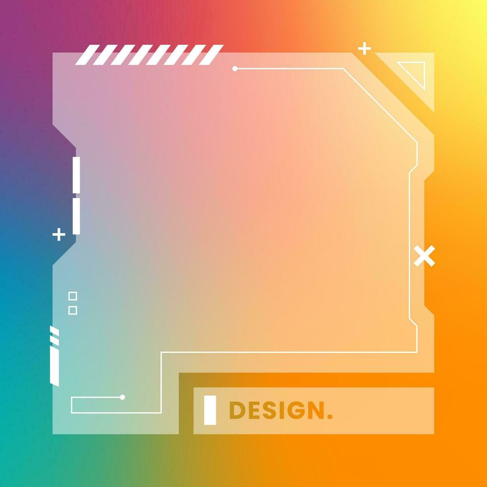 Futuristic square gradient background. Social media frame vector illustration.