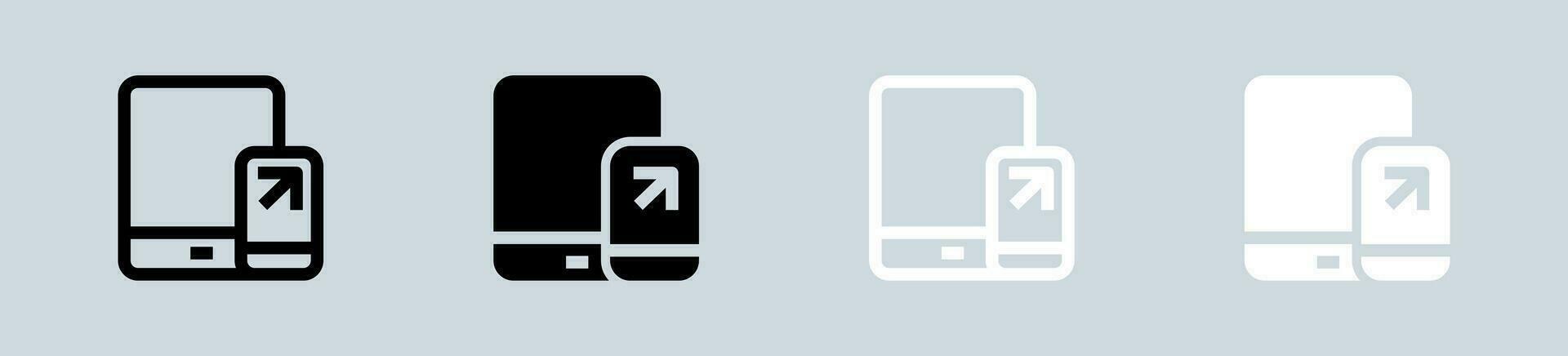 Tablet icon set in black and white. Device signs vector illustration.