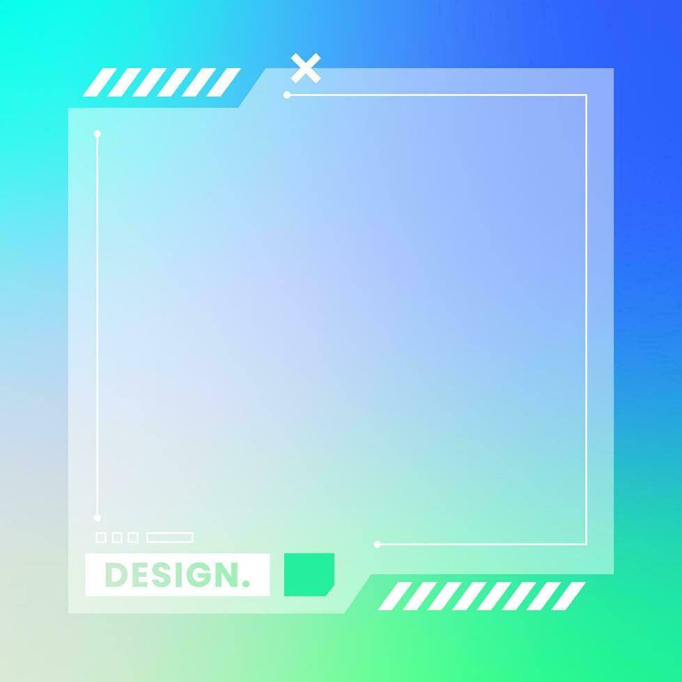 Futuristic square gradient background. Social media frame vector illustration.