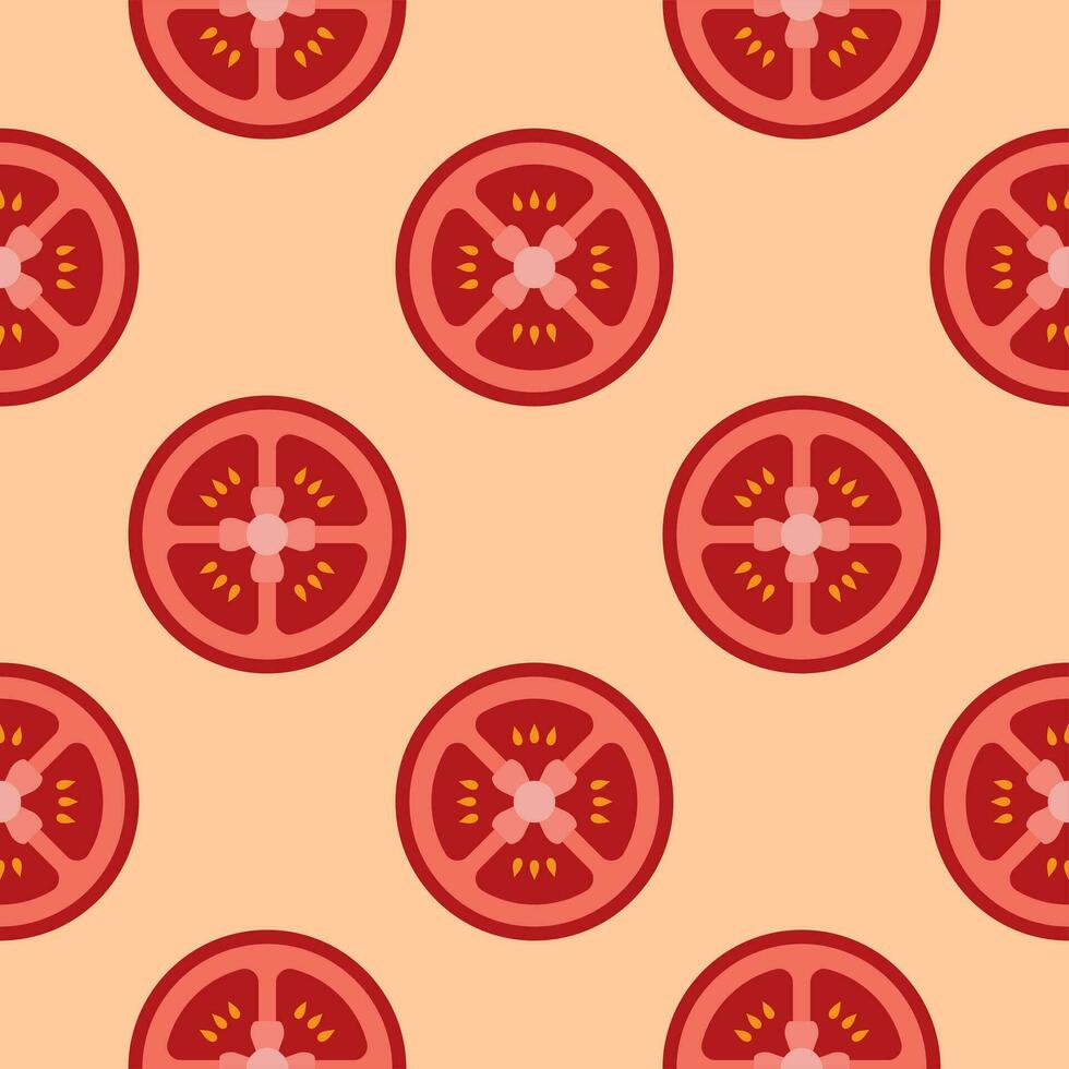 sliced of red tomato seamless pattern vector illustration