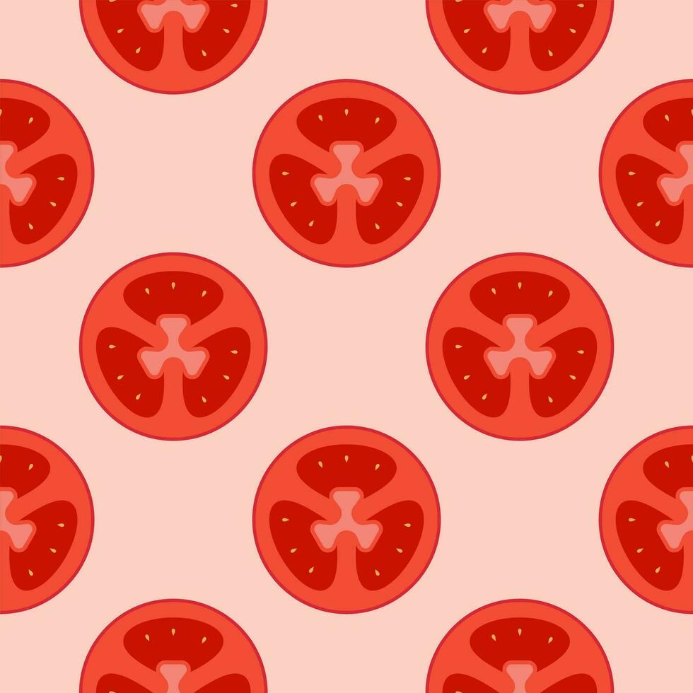 sliced of red tomato seamless pattern vector illustration