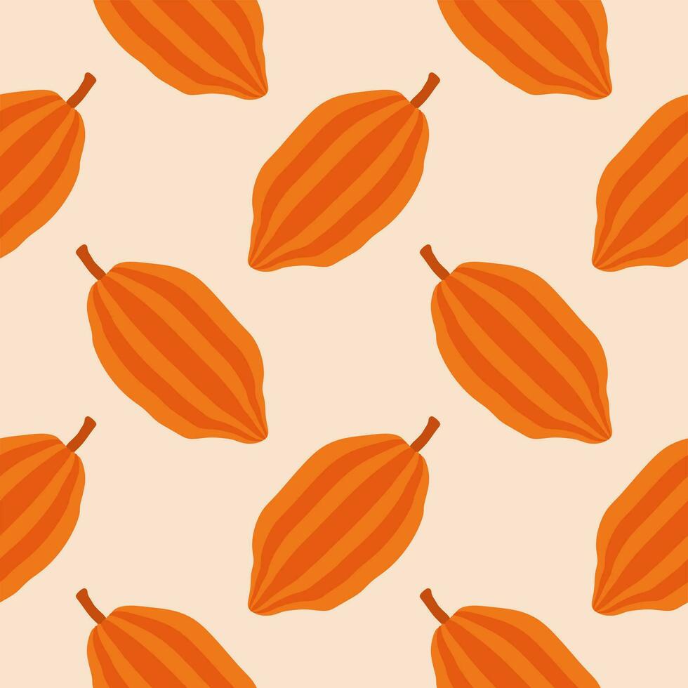 Cacao seamless pattern vector illustration. Natural chocolate. Organic sweet food, graphic art sketch. Cocoa vintage package.