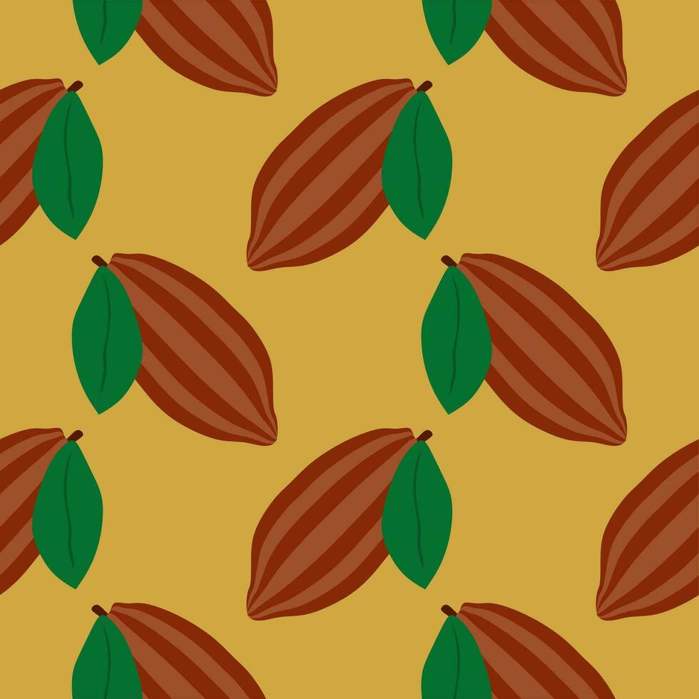 Cacao seamless pattern vector illustration. Natural chocolate. Organic sweet food, graphic art sketch. Cocoa vintage package.