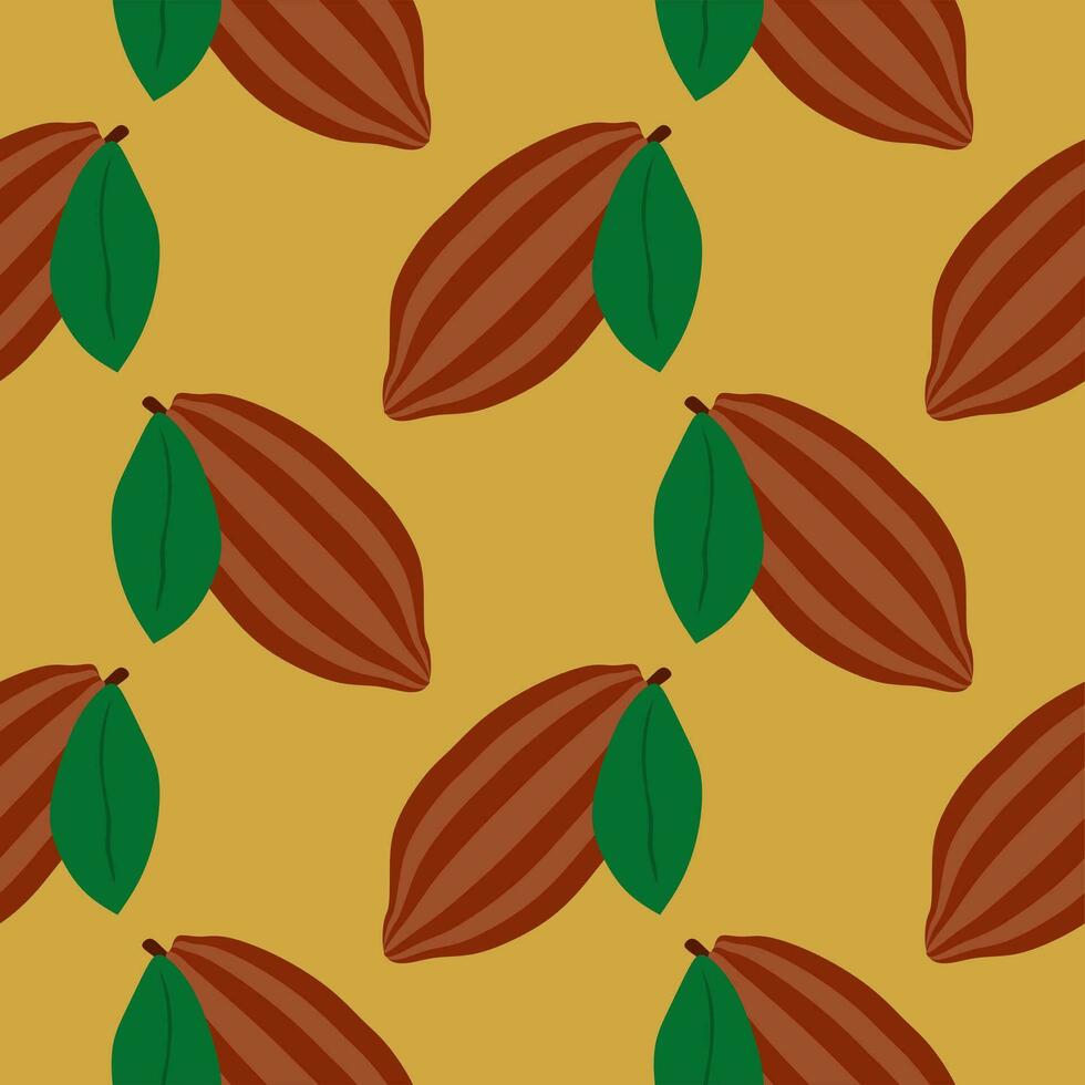 Cacao seamless pattern vector illustration. Natural chocolate. Organic sweet food, graphic art sketch. Cocoa vintage package.