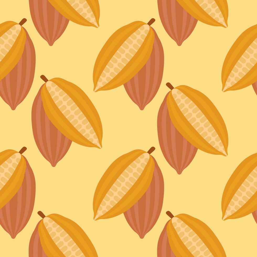 Cacao seamless pattern vector illustration. Natural chocolate. Organic sweet food, graphic art sketch. Cocoa vintage package.